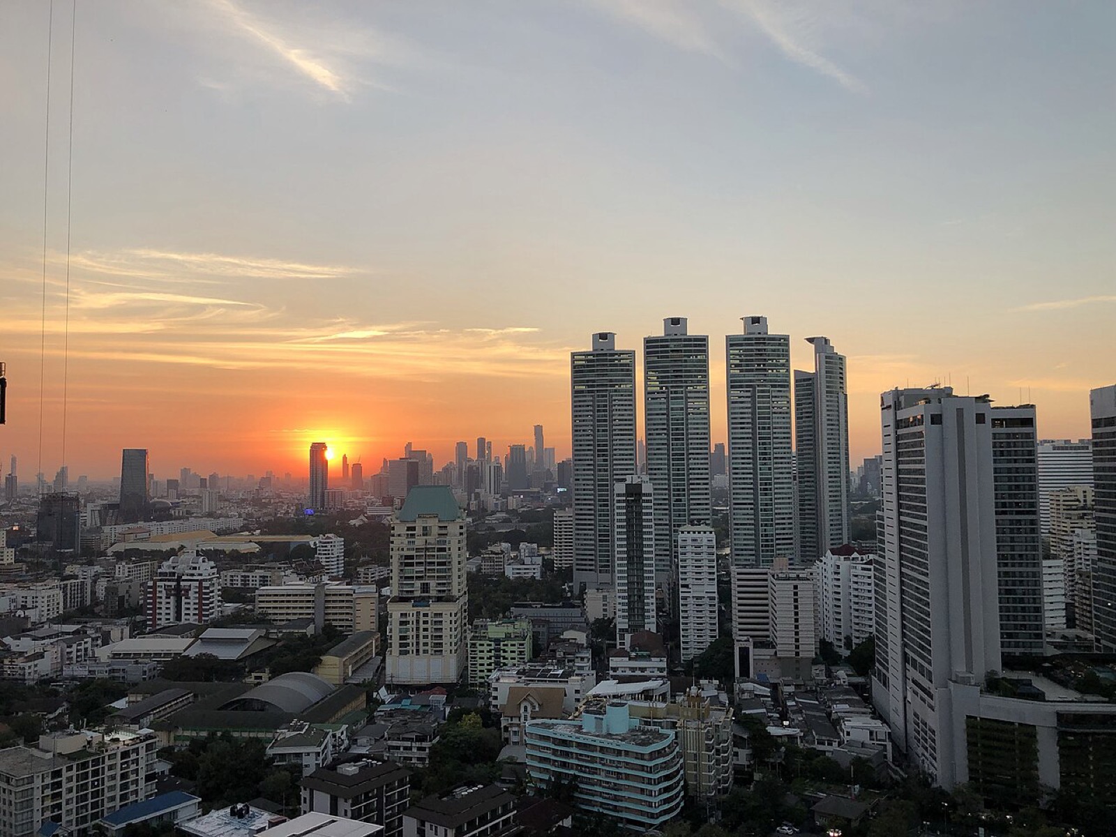 The Sukhumvit skyline in Bangkok at sunset