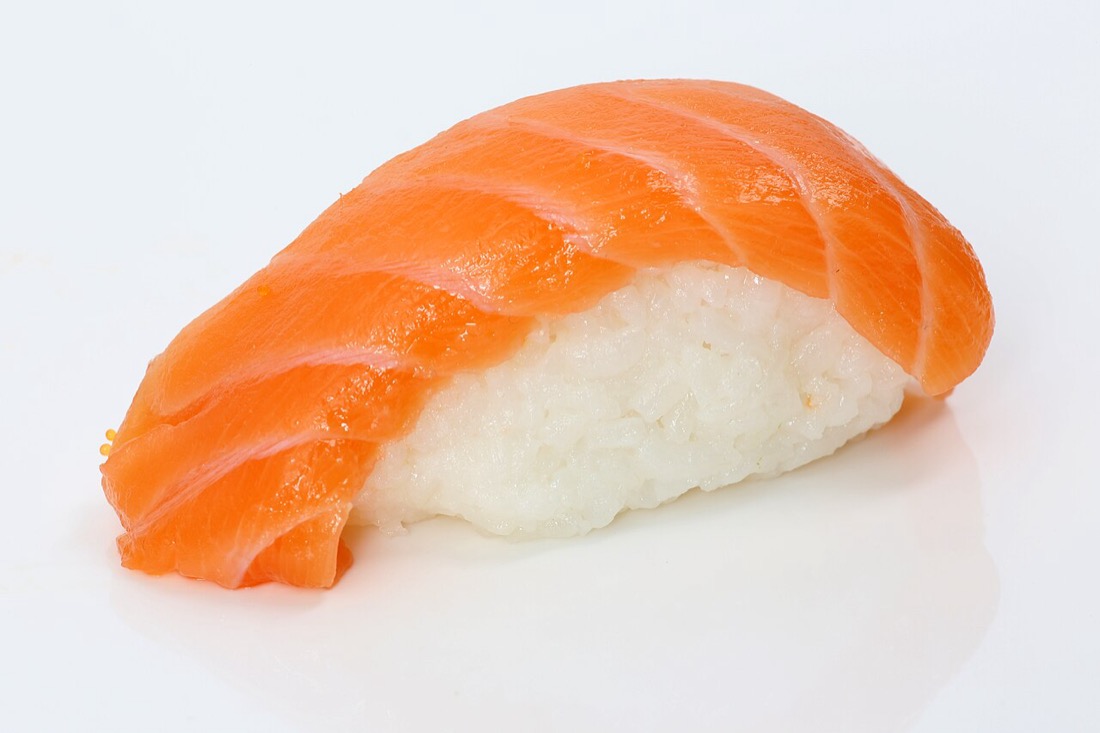 Pieces of nigiri sushi on a board