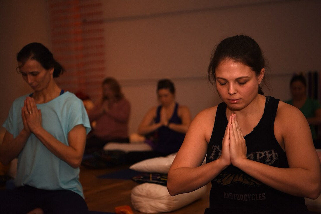 People in a yoga class