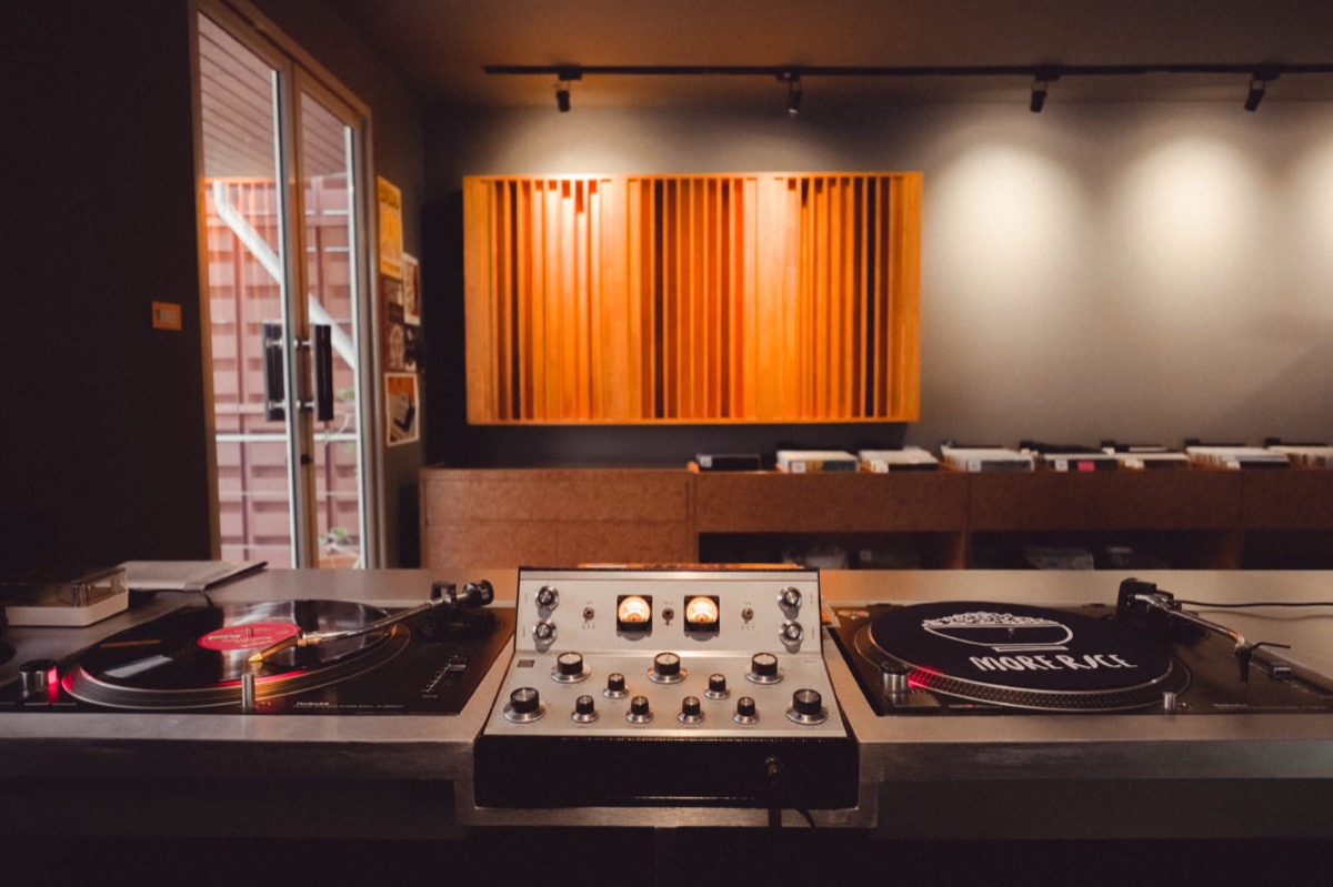 The listening room at More Rice Records