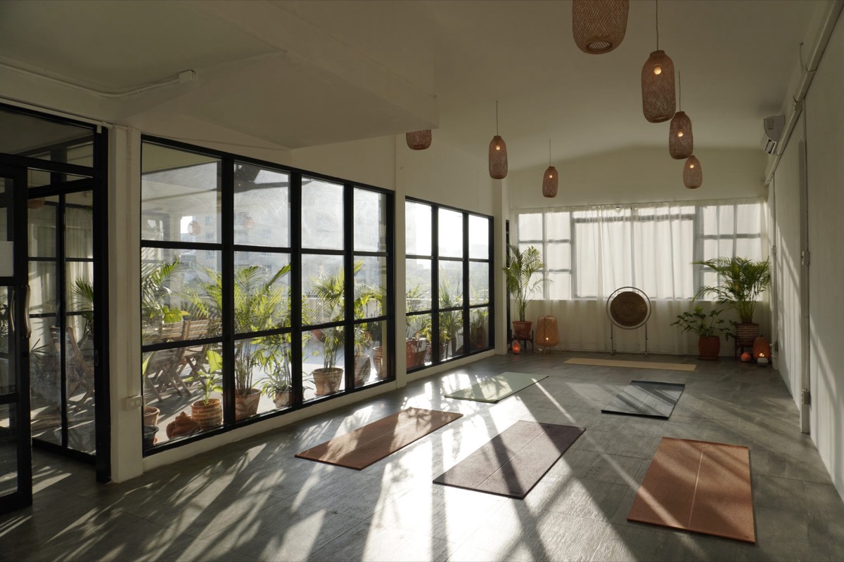 The studio at The Green Room Yoga